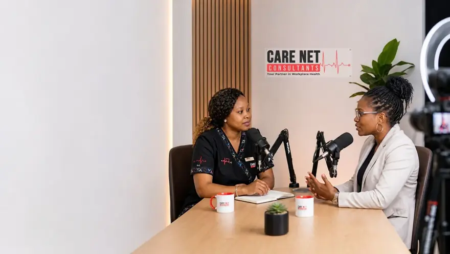 A Care Net podcast recording session in progress.
